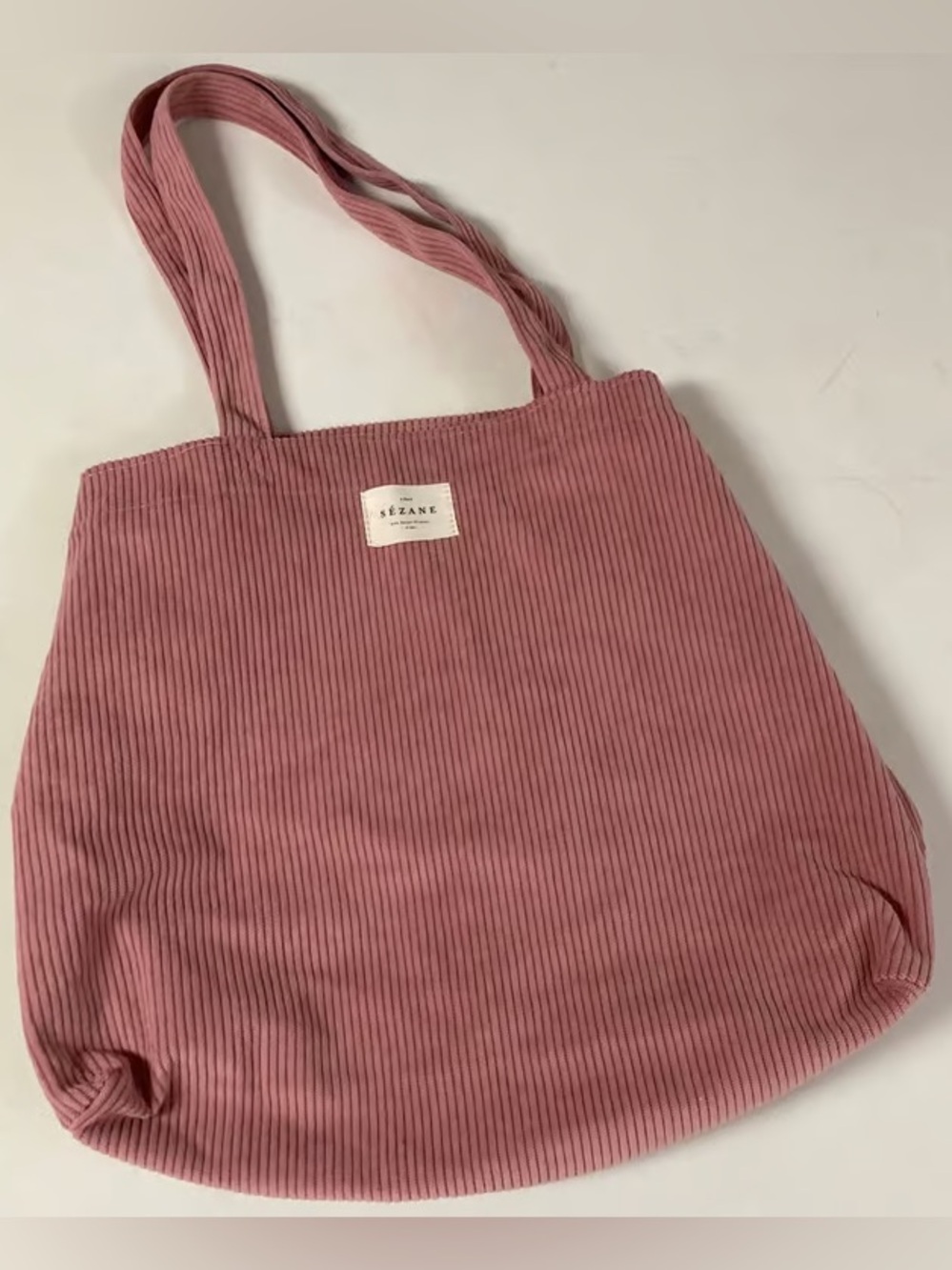 Sézane Pink Corduroy Large Tote
